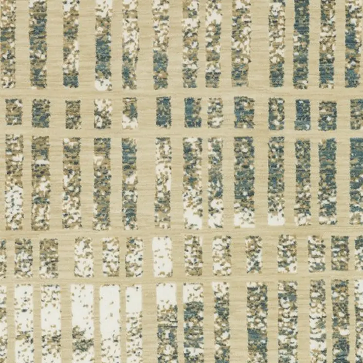 7' X 10' Beige And Blue Geometric Area Rug