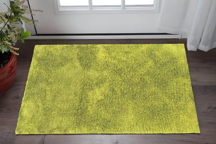 3' X 5' Green Shag Hand Tufted Area Rug