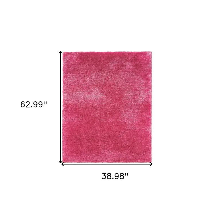 3' X 5' Pink Shag Hand Tufted Area Rug