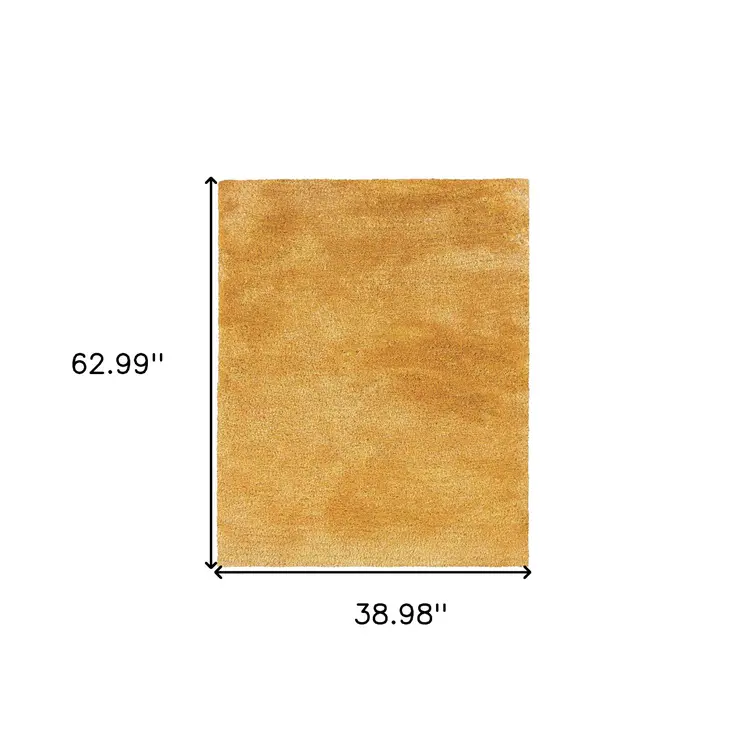 3' X 5' Gold Shag Hand Tufted Area Rug