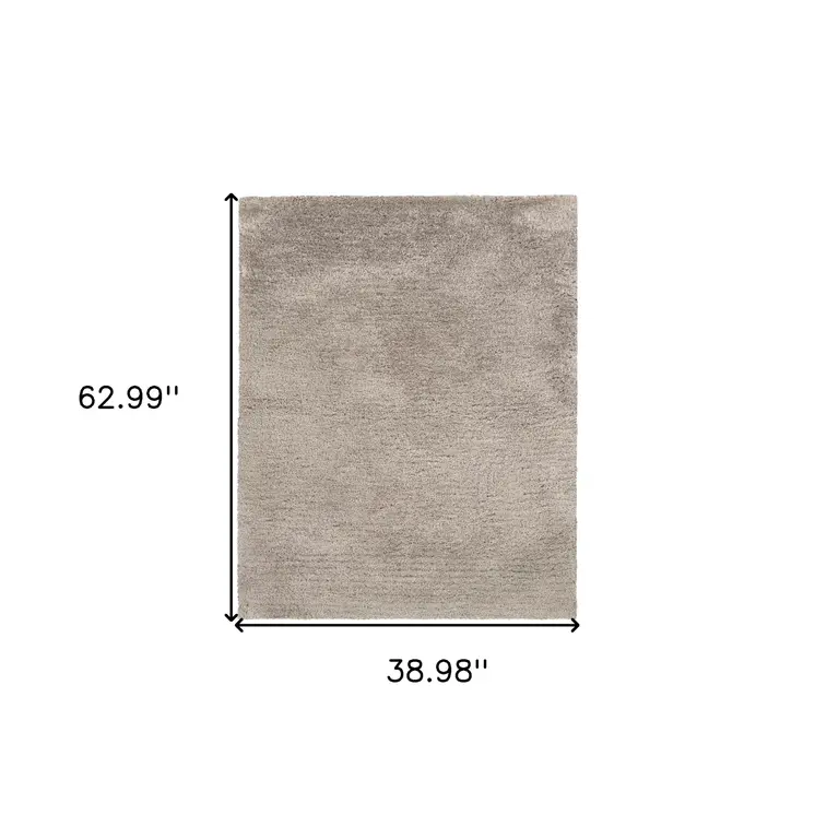 3' X 5' Silver Shag Hand Tufted Area Rug