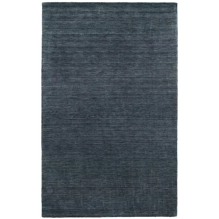 5' X 8' Navy Blue Wool Hand Tufted Area Rug