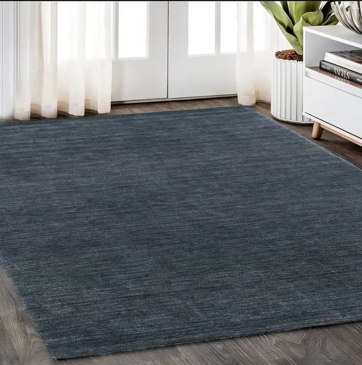 5' X 8' Navy Blue Wool Hand Tufted Area Rug