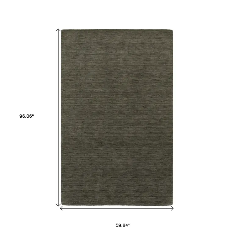 5' X 8' Charcoal Wool Hand Tufted Area Rug