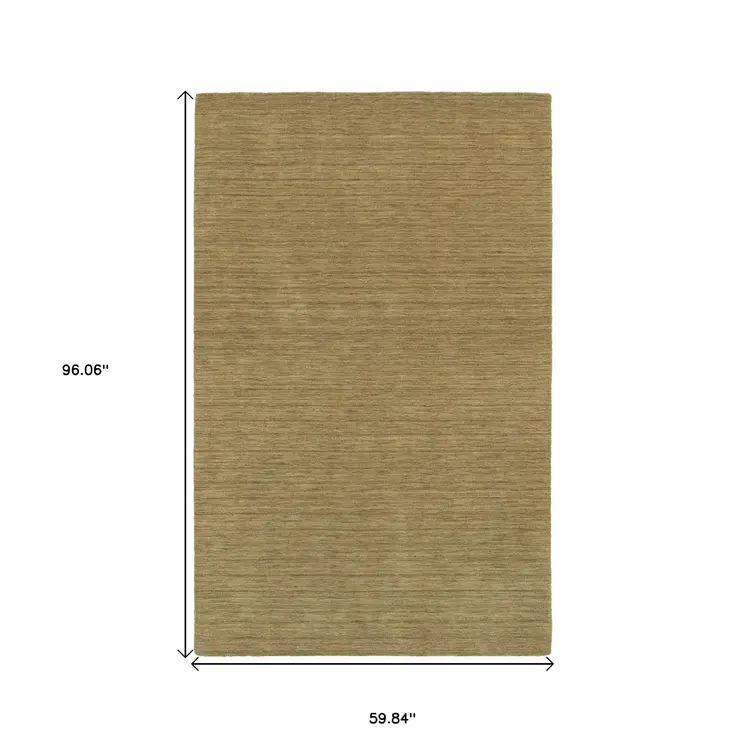 5' X 8' Gold Wool Hand Tufted Area Rug