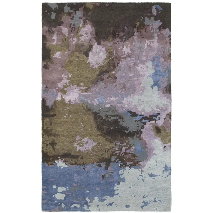 4' X 6' Blue And Purple Abstract Hand Tufted Area Rug