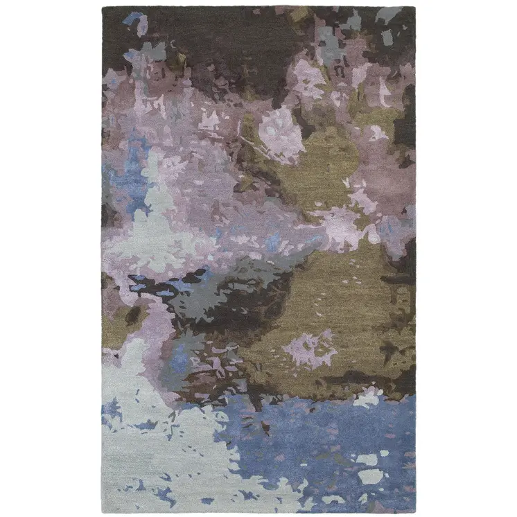 4' X 6' Blue And Purple Abstract Hand Tufted Area Rug