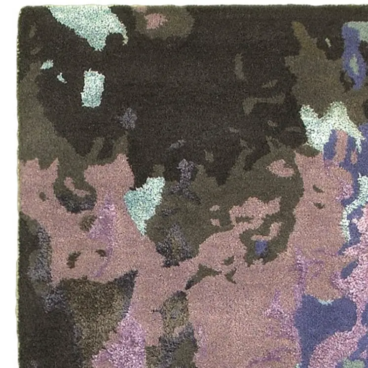 8' Blue And Purple Abstract Hand Tufted Runner Rug