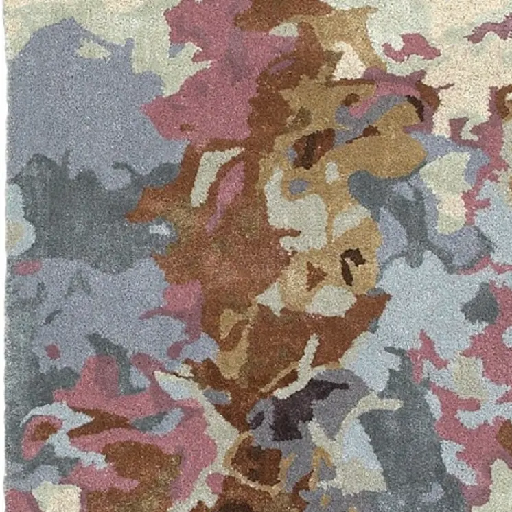8' Blue And Brown Abstract Hand Tufted Runner Rug