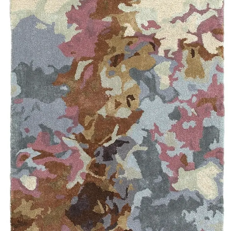 8' Blue And Brown Abstract Hand Tufted Runner Rug