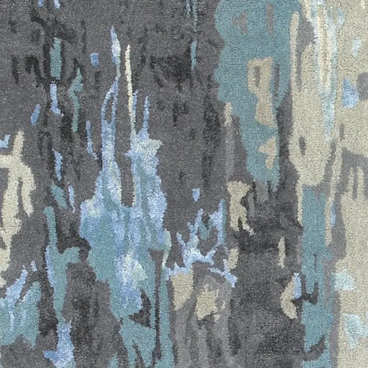 8' Blue And Gray Abstract Hand Tufted Runner Rug