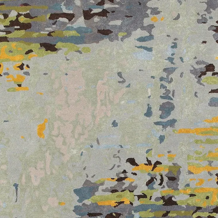 4' X 6' Gray Yellow And Black Abstract Hand Tufted Area Rug
