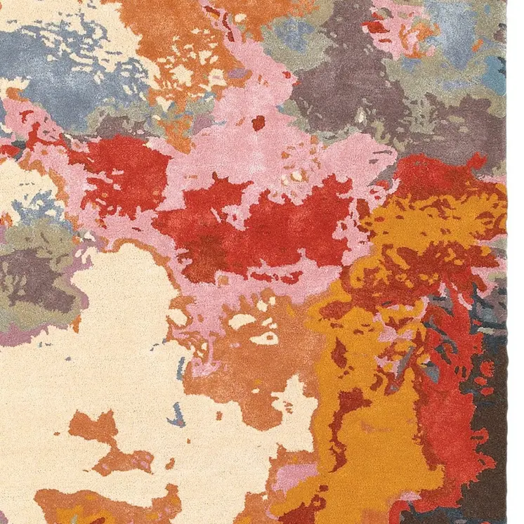 4' X 6' Pink Orange And Blue Abstract Hand Tufted Area Rug