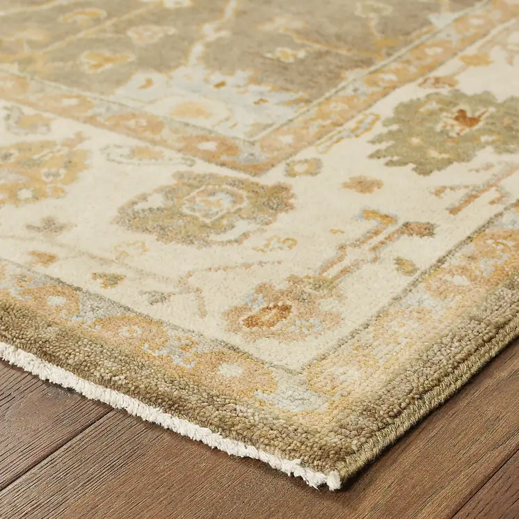 6' X 9' Brown And Beige Wool Oriental Hand Knotted Area Rug