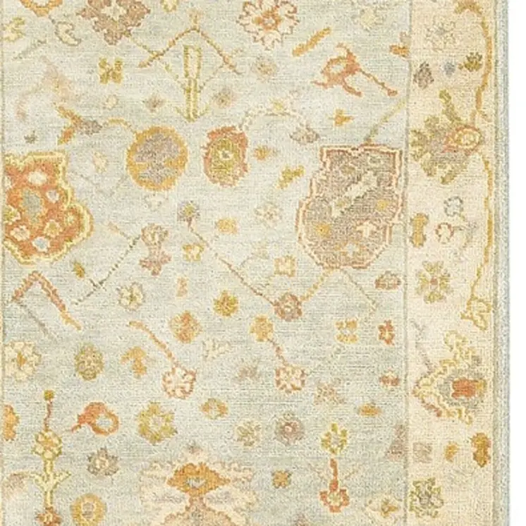 10' Blue And Sand Wool Oriental Hand Knotted Runner Rug