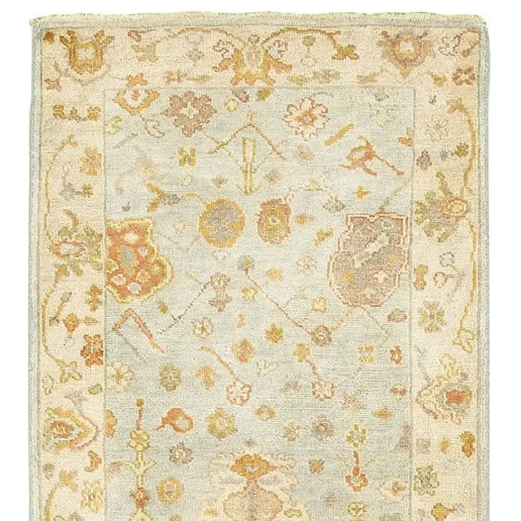 10' Blue And Sand Wool Oriental Hand Knotted Runner Rug
