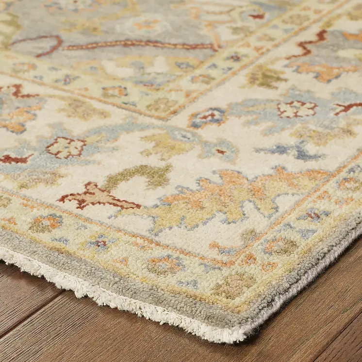 6' X 9' Gray And Beige Wool Oriental Hand Knotted Area Rug