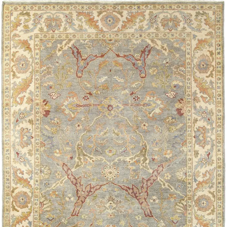 6' X 9' Gray And Beige Wool Oriental Hand Knotted Area Rug