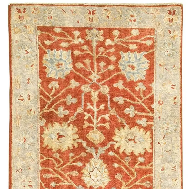 10' Red And Gray Wool Oriental Hand Knotted Runner Rug