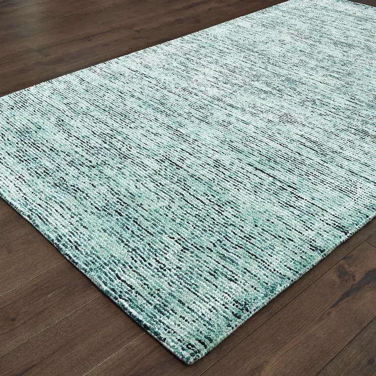 5' X 8' Blue And Teal Hand Tufted Area Rug