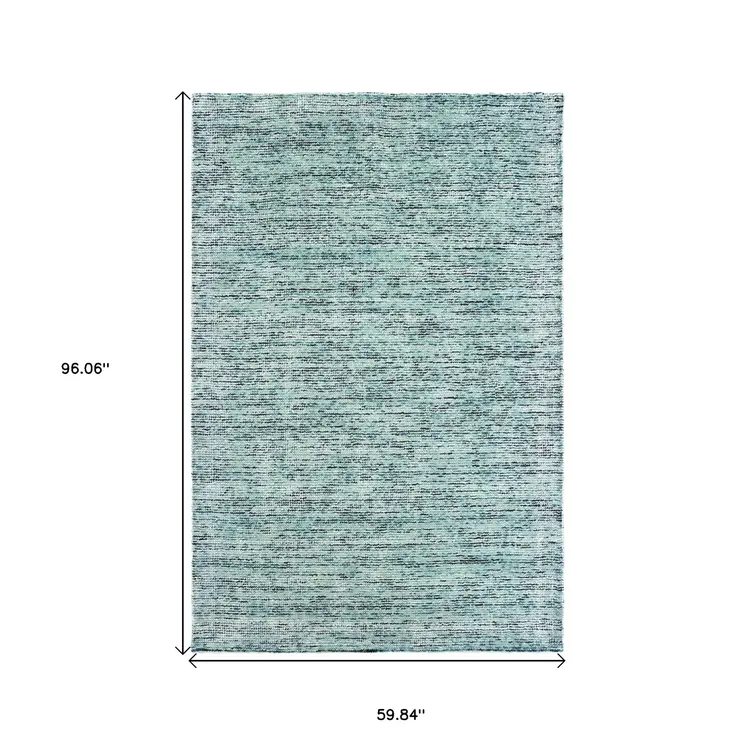 5' X 8' Blue And Teal Hand Tufted Area Rug