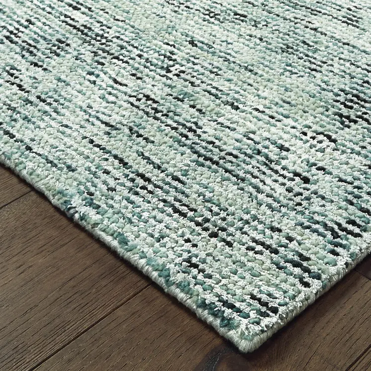 8' Blue And Teal Hand Tufted Runner Rug