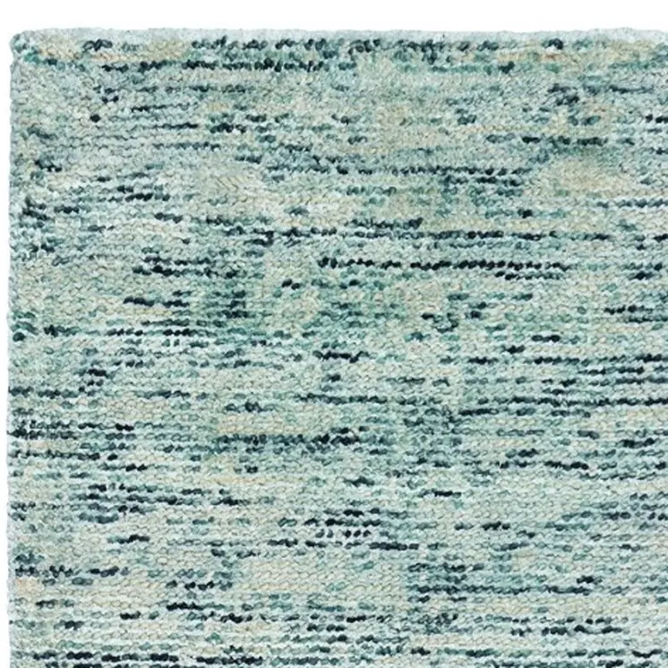 8' Blue And Teal Hand Tufted Runner Rug