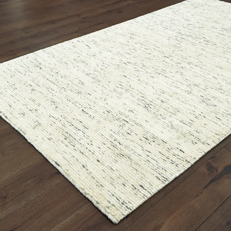 5' X 8' Ivory And Stone Hand Tufted Area Rug