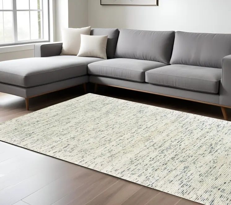 6' X 9' Ivory And Stone Hand Tufted Area Rug