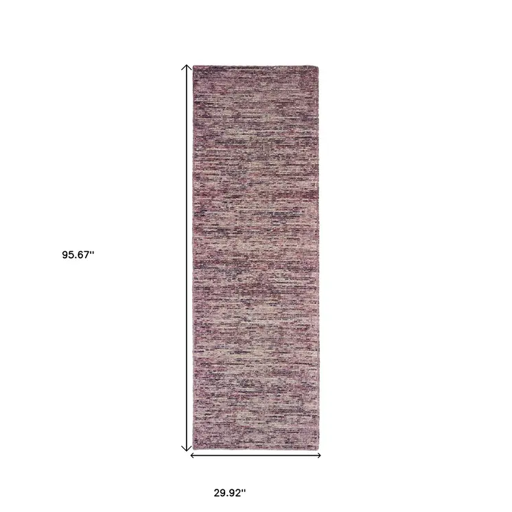 8' Purple And Pink Hand Tufted Runner Rug