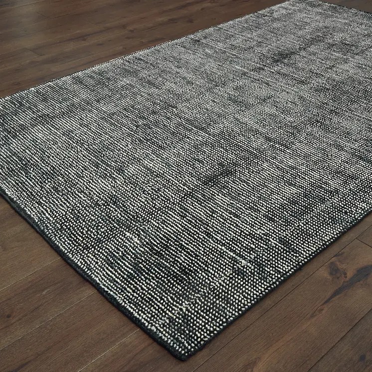 5' X 8' Charcoal And Black Hand Tufted Area Rug