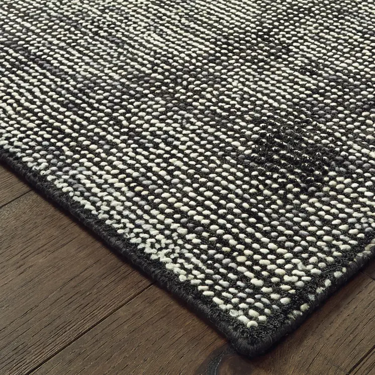 6' X 9' Charcoal And Black Hand Tufted Area Rug