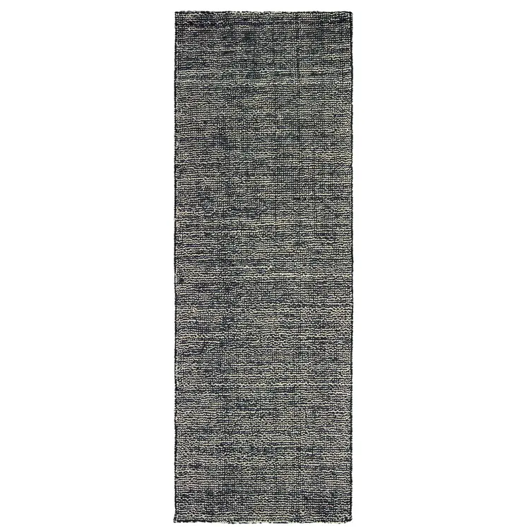 8' Charcoal And Black Hand Tufted Runner Rug