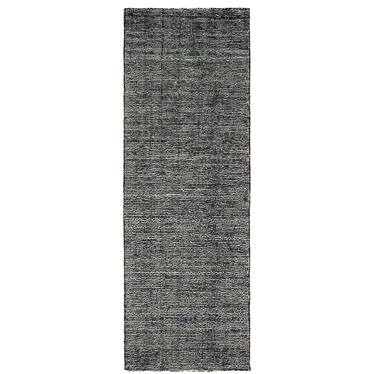8' Charcoal And Black Hand Tufted Runner Rug