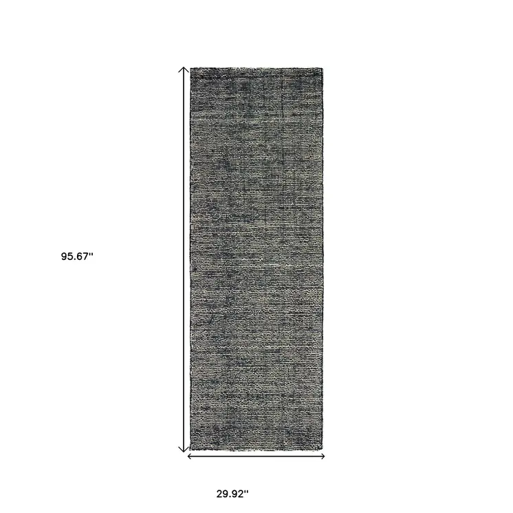 8' Charcoal And Black Hand Tufted Runner Rug