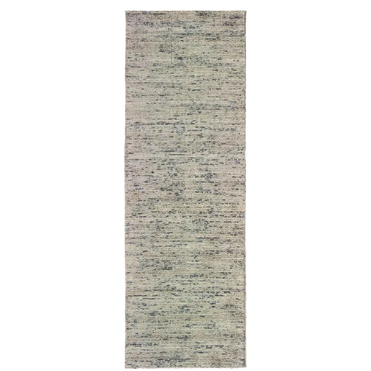 8' Stone And Gray Hand Tufted Runner Rug