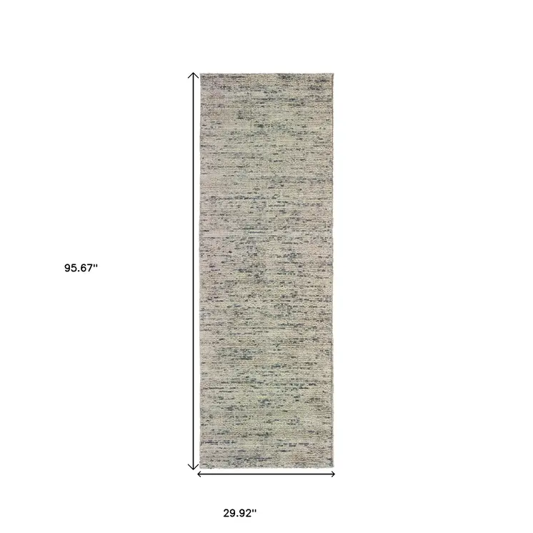 8' Stone And Gray Hand Tufted Runner Rug