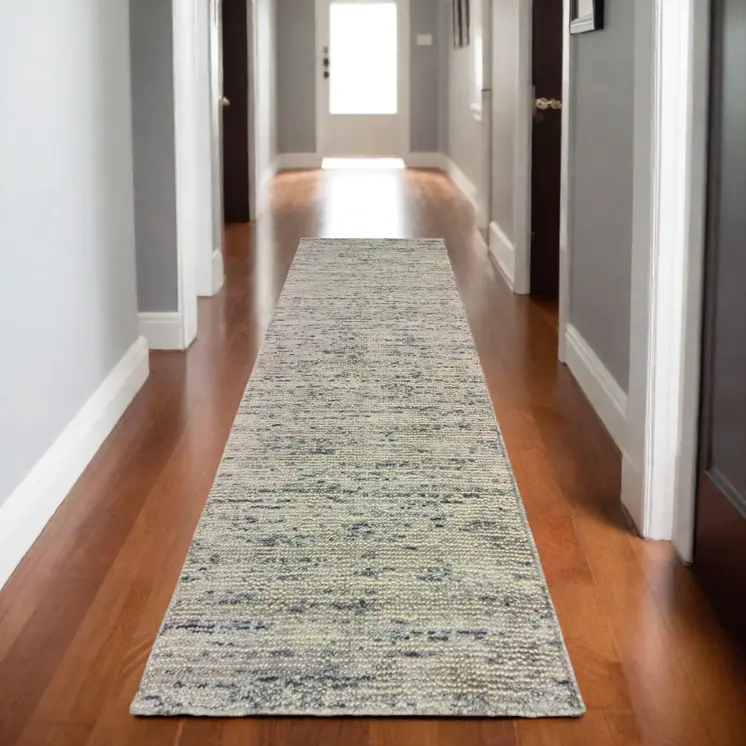 8' Stone And Gray Hand Tufted Runner Rug