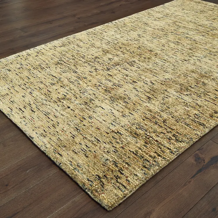 6' X 9' Gold And Green Hand Tufted Area Rug