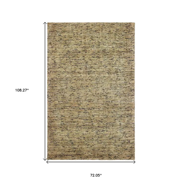 6' X 9' Gold And Green Hand Tufted Area Rug