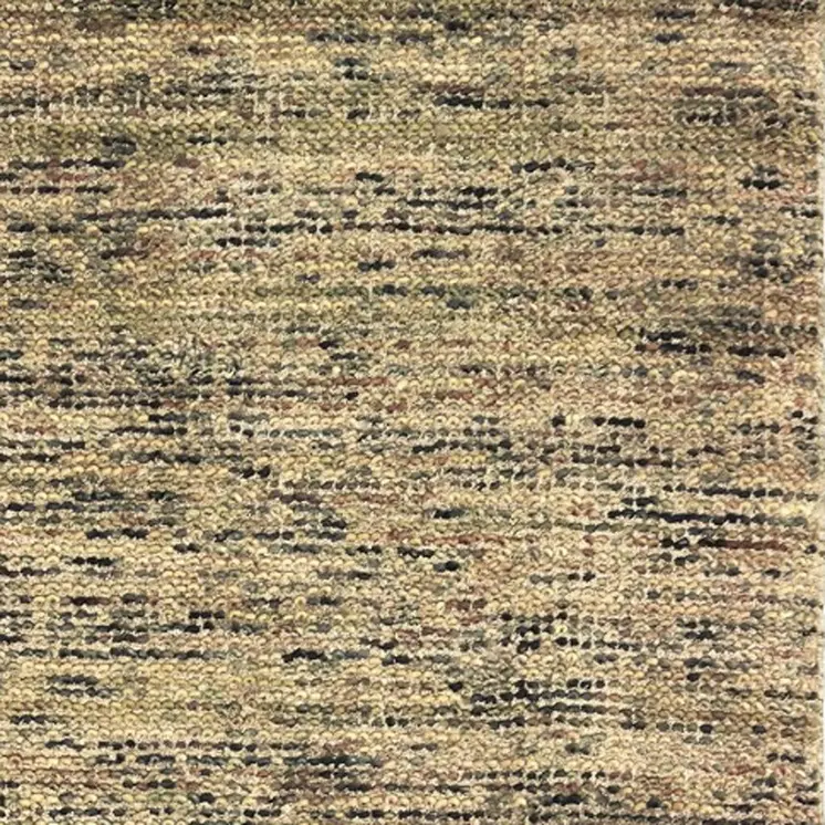 8' Gold And Green Hand Tufted Runner Rug