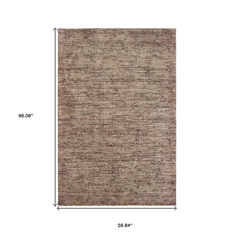 5' X 8' Taupe And Pink Hand Tufted Area Rug