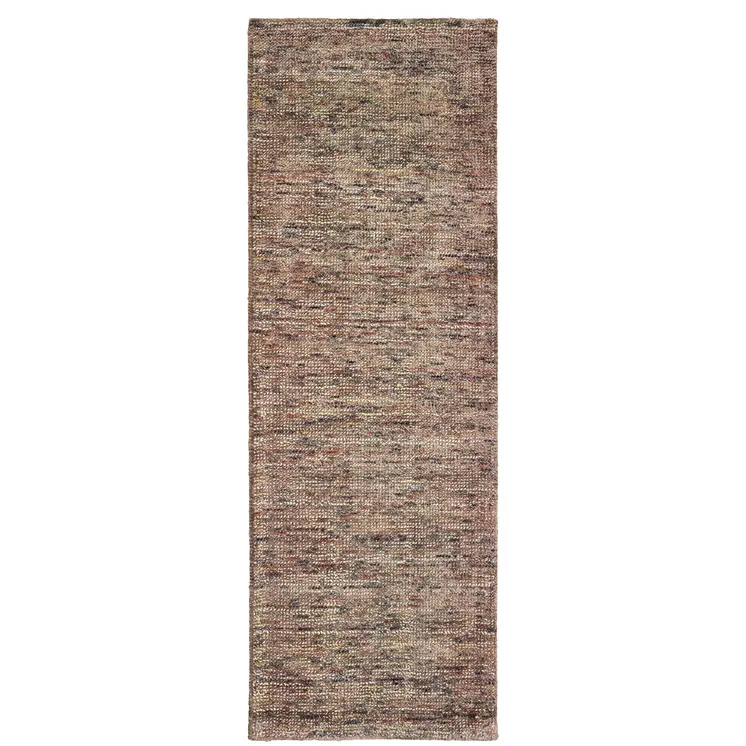 8' Taupe And Pink Hand Tufted Runner Rug