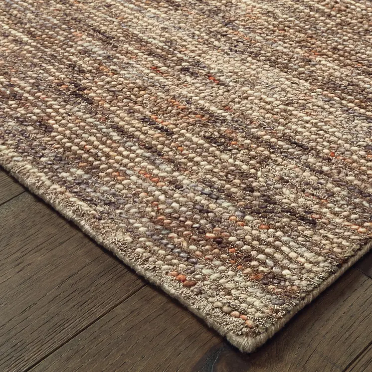 8' Taupe And Pink Hand Tufted Runner Rug