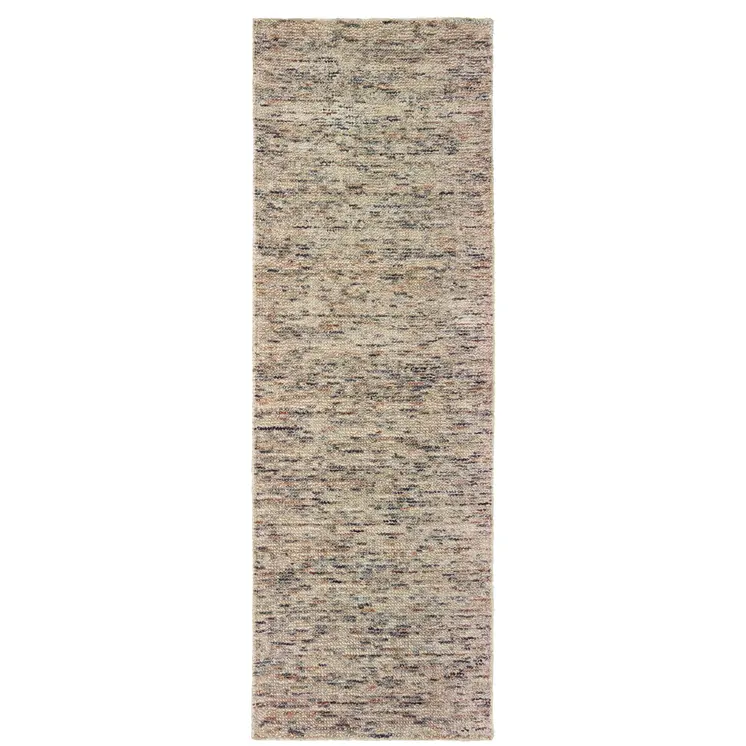 8' Ivory And Sand Hand Tufted Runner Rug