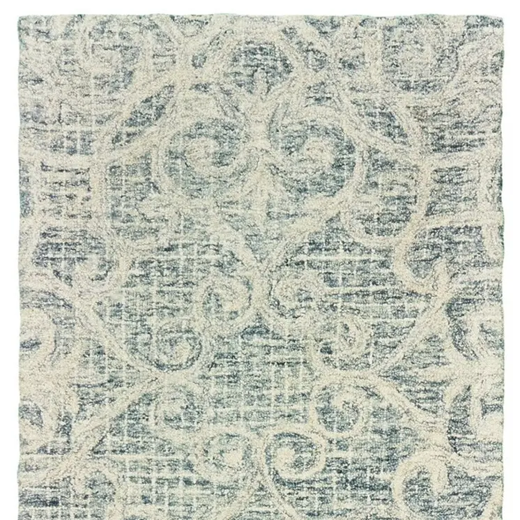 8' Gray And Ivory Wool Geometric Hand Tufted Runner Rug