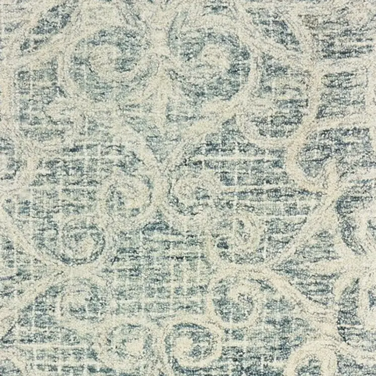 8' Gray And Ivory Wool Geometric Hand Tufted Runner Rug