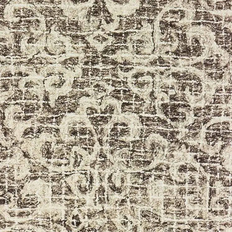 8' Brown And Ivory Wool Floral Hand Tufted Runner Rug