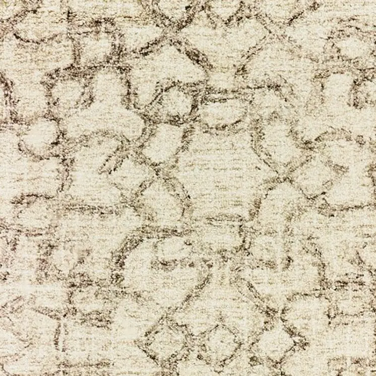 8' Tan And Ivory Wool Geometric Hand Tufted Runner Rug