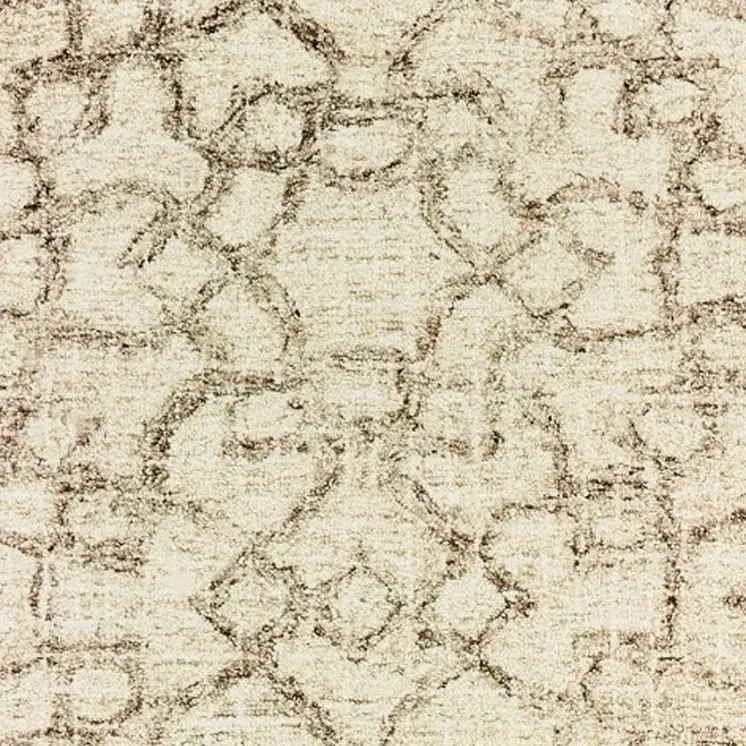 8' Tan And Ivory Wool Geometric Hand Tufted Runner Rug